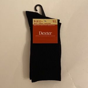 Dexter NWT Formal Tuxedo Evening Stretch Thin Ribs Dress Socks Boys 9-3 Black